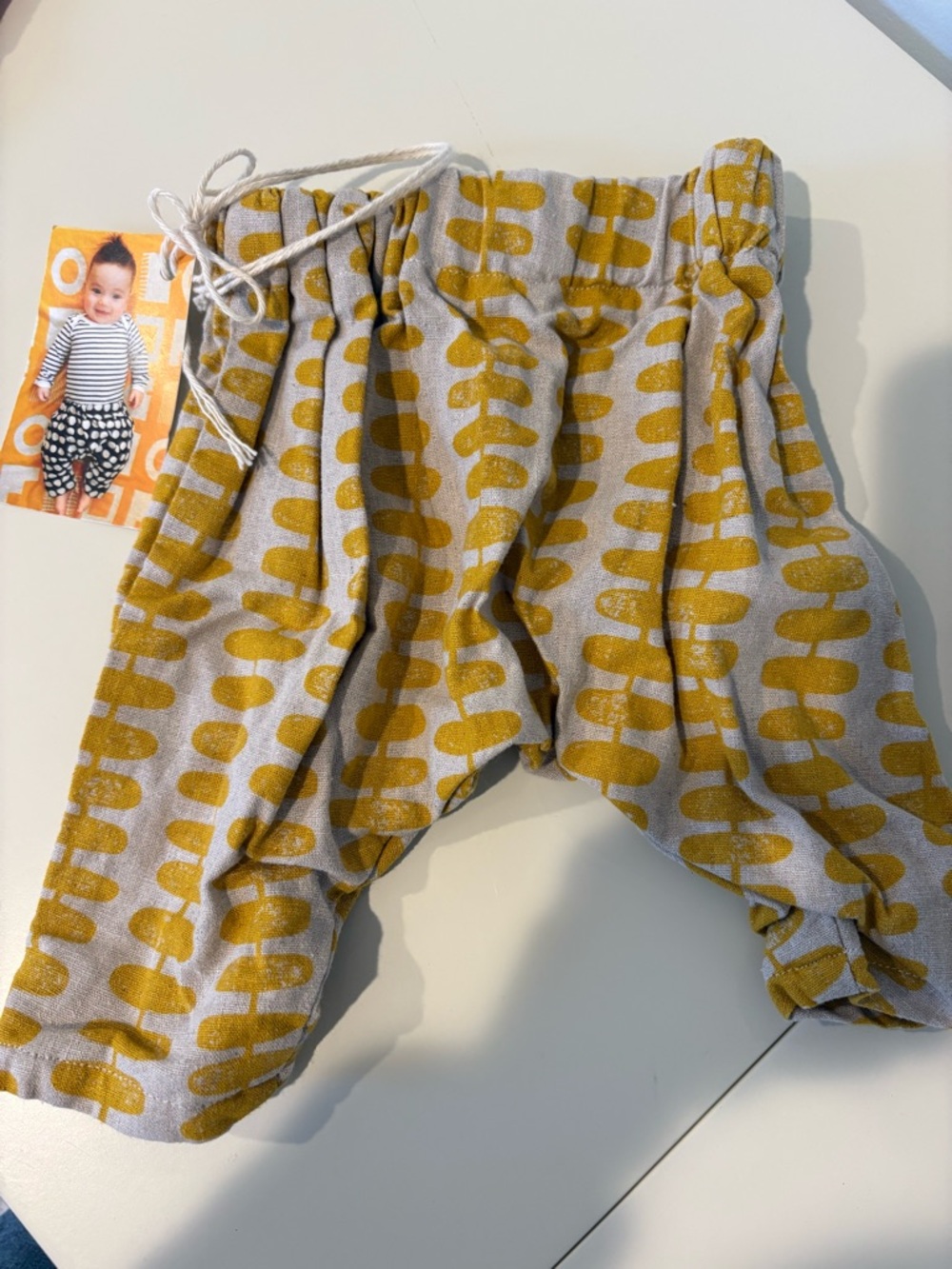 Mustard Dot Print Hand Made Baby Harem Pants